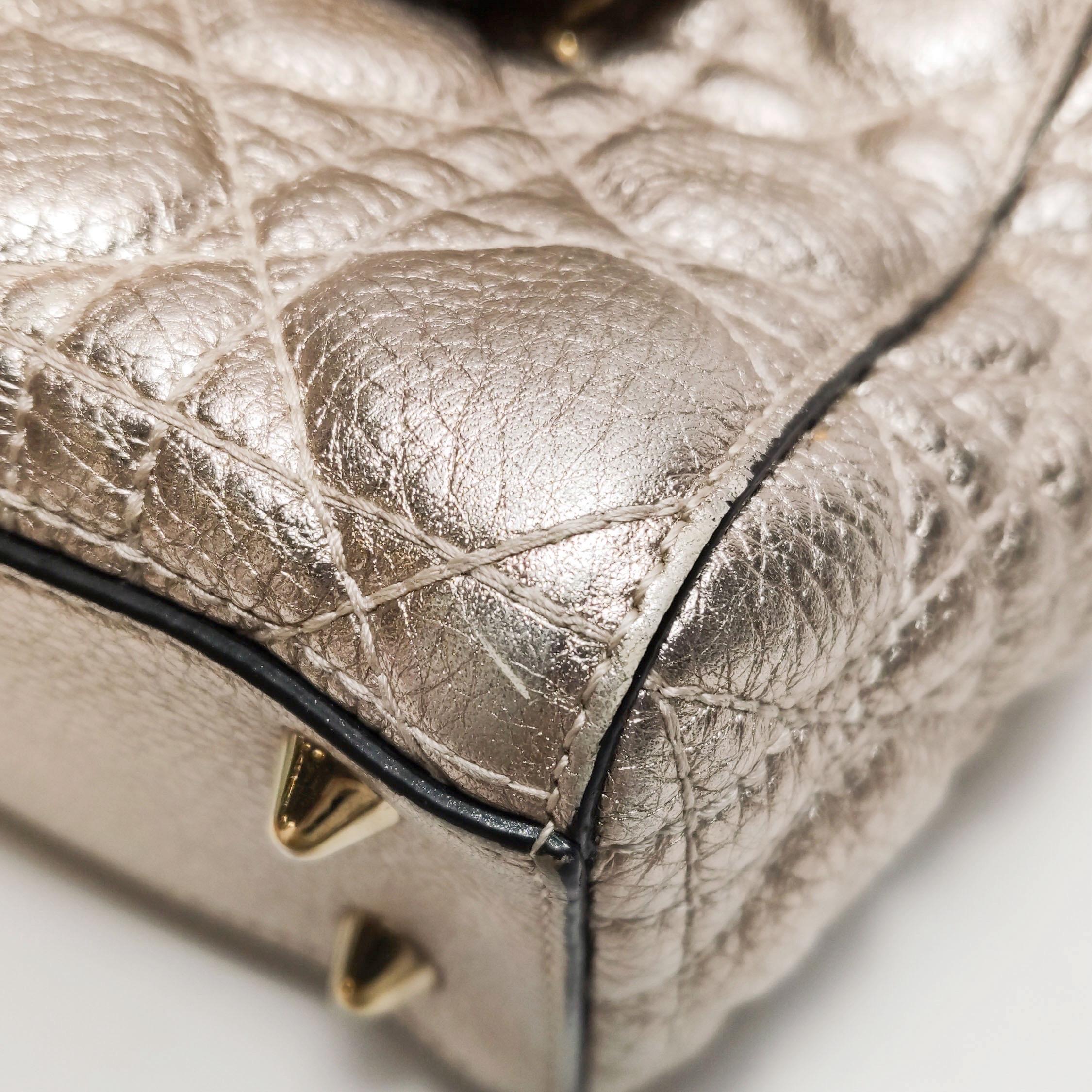 Lady Dior Small Supple Calfskin Leather Champagne Gold Cannage Handbag  Strap For Sale 15