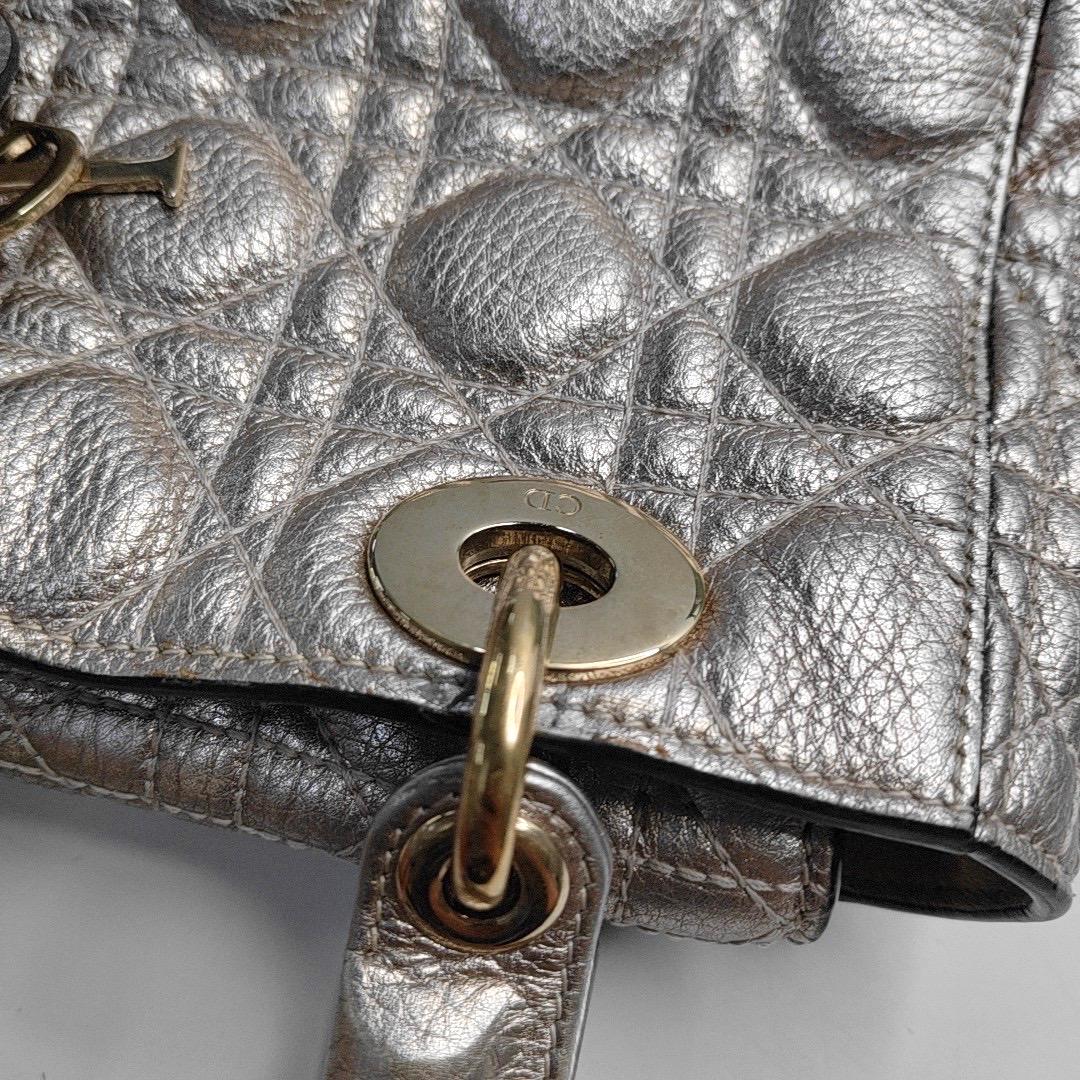 Lady Dior Small Supple Calfskin Leather Gold Cannage Handbag with Strap For Sale 9