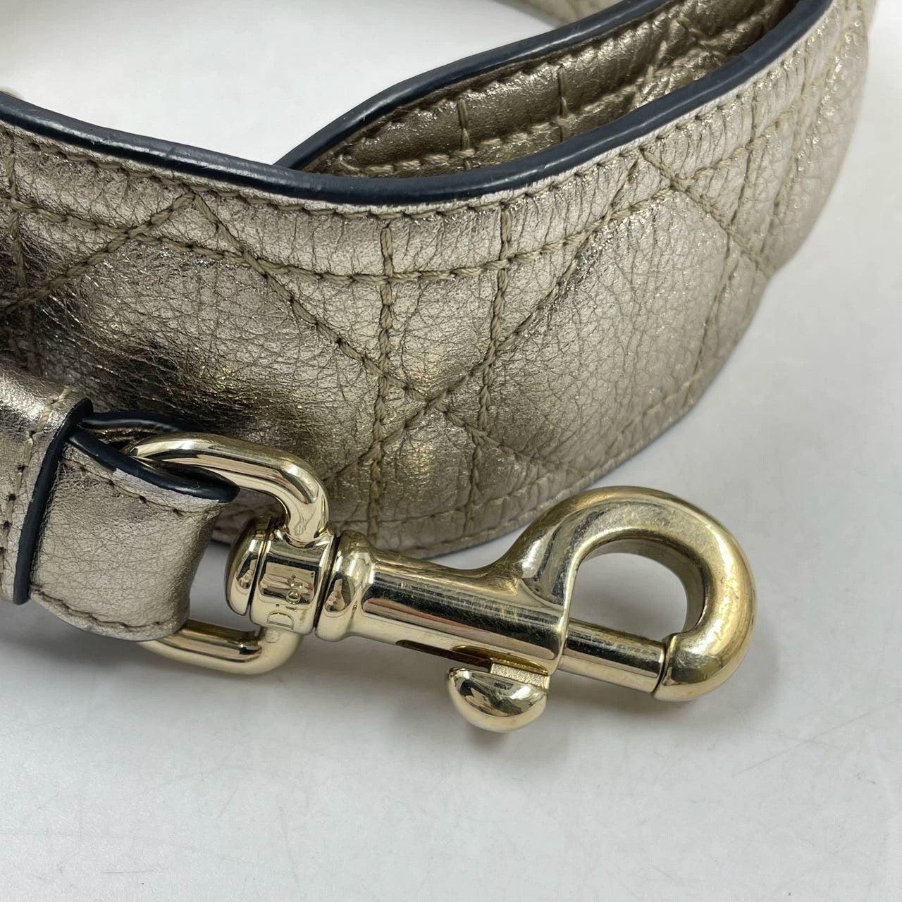 Lady Dior Small Supple Calfskin Leather Gold Cannage Handbag with Strap 11