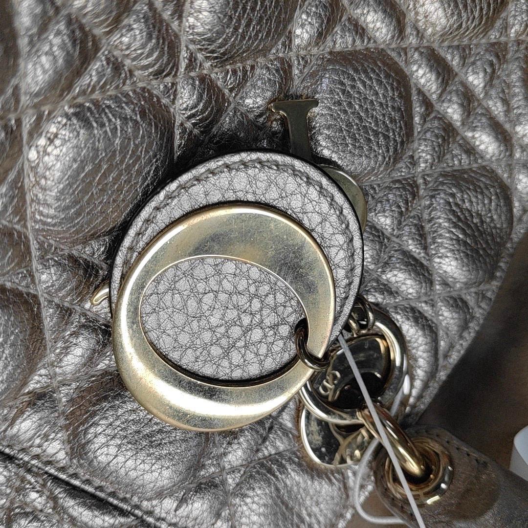 Lady Dior Small Supple Calfskin Leather Gold Cannage Handbag with Strap For Sale 14