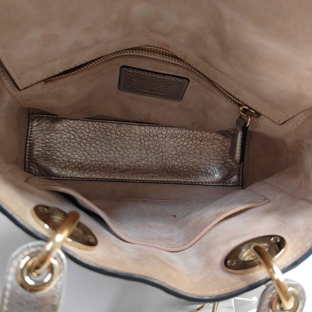 Lady Dior Small Supple Calfskin Leather Gold Cannage Handbag with Strap For Sale 2