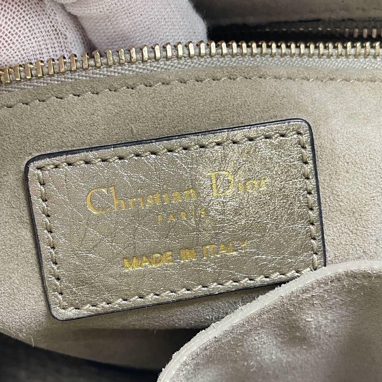 Lady Dior Small Supple Calfskin Leather Gold Cannage Handbag with Strap 4