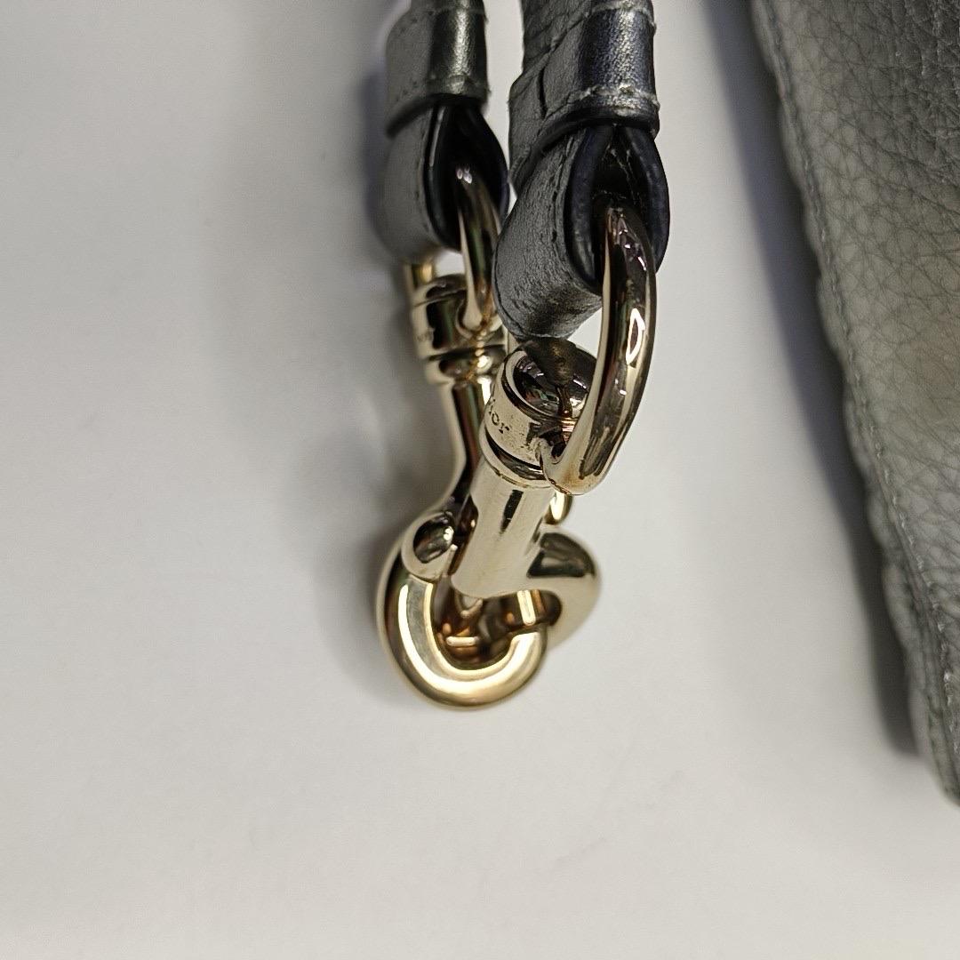 Lady Dior Small Supple Calfskin Leather Metallic Grey Cannage Handbag with Strap For Sale 11