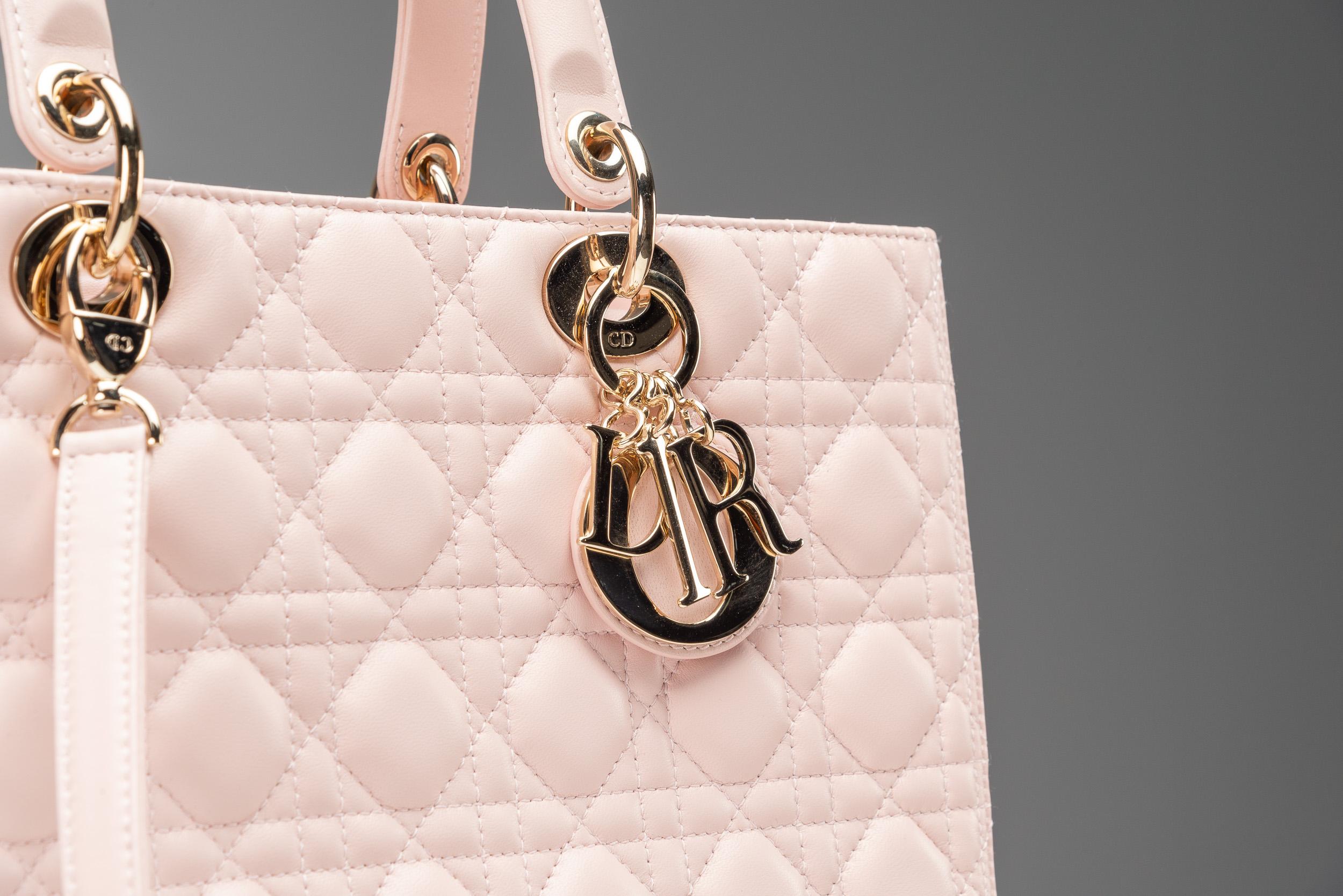 Lady Dior Tote Bag Large Light Pink Christian Dior For Sale 2