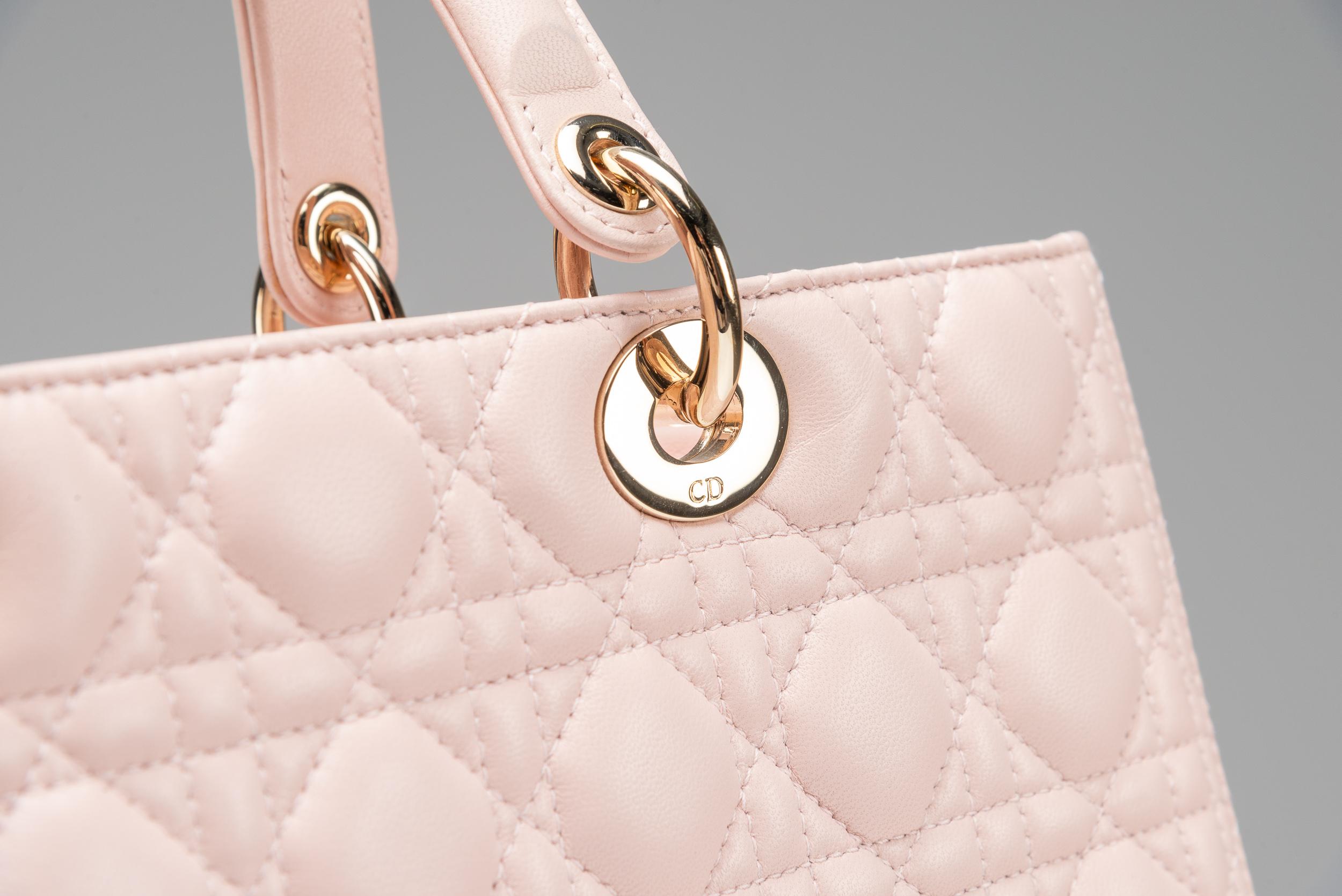 Lady Dior Tote Bag Large Light Pink Christian Dior For Sale 4