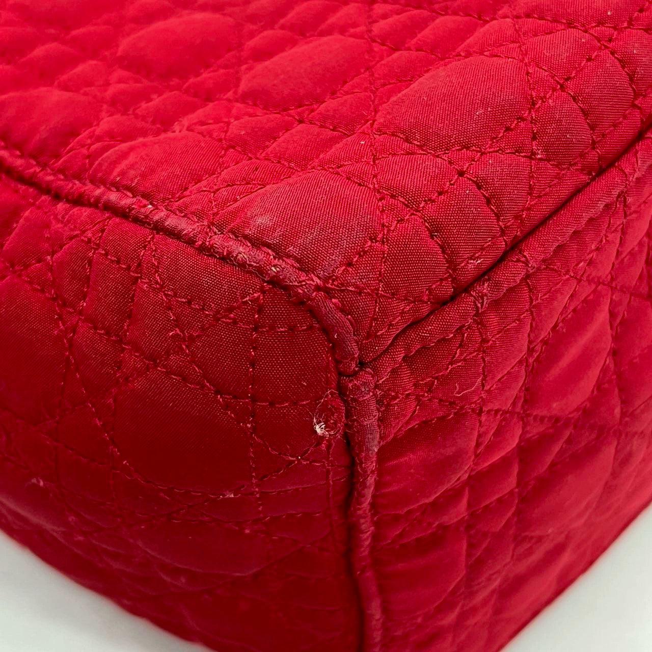 Großer burgunderroter Lady Dior Vintage-Stoff mit gelbgoldenenenen Beschlägen im Angebot 5