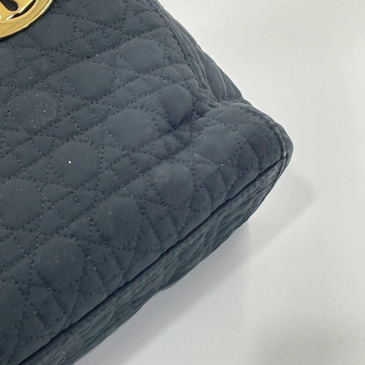 Lady Dior Vintage Medium Black Cloth with Yellow Gold-tone Hardware 9