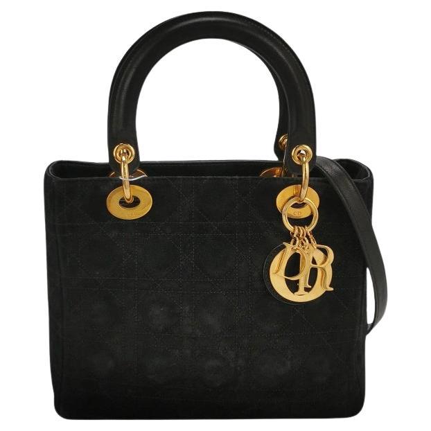 Lady Dior Vintage Medium Nero Pelle Scamosciata Hardware Oro 1997