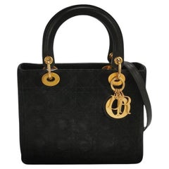 Lady Dior Vintage Medium Nero Pelle Scamosciata Hardware Oro 1997