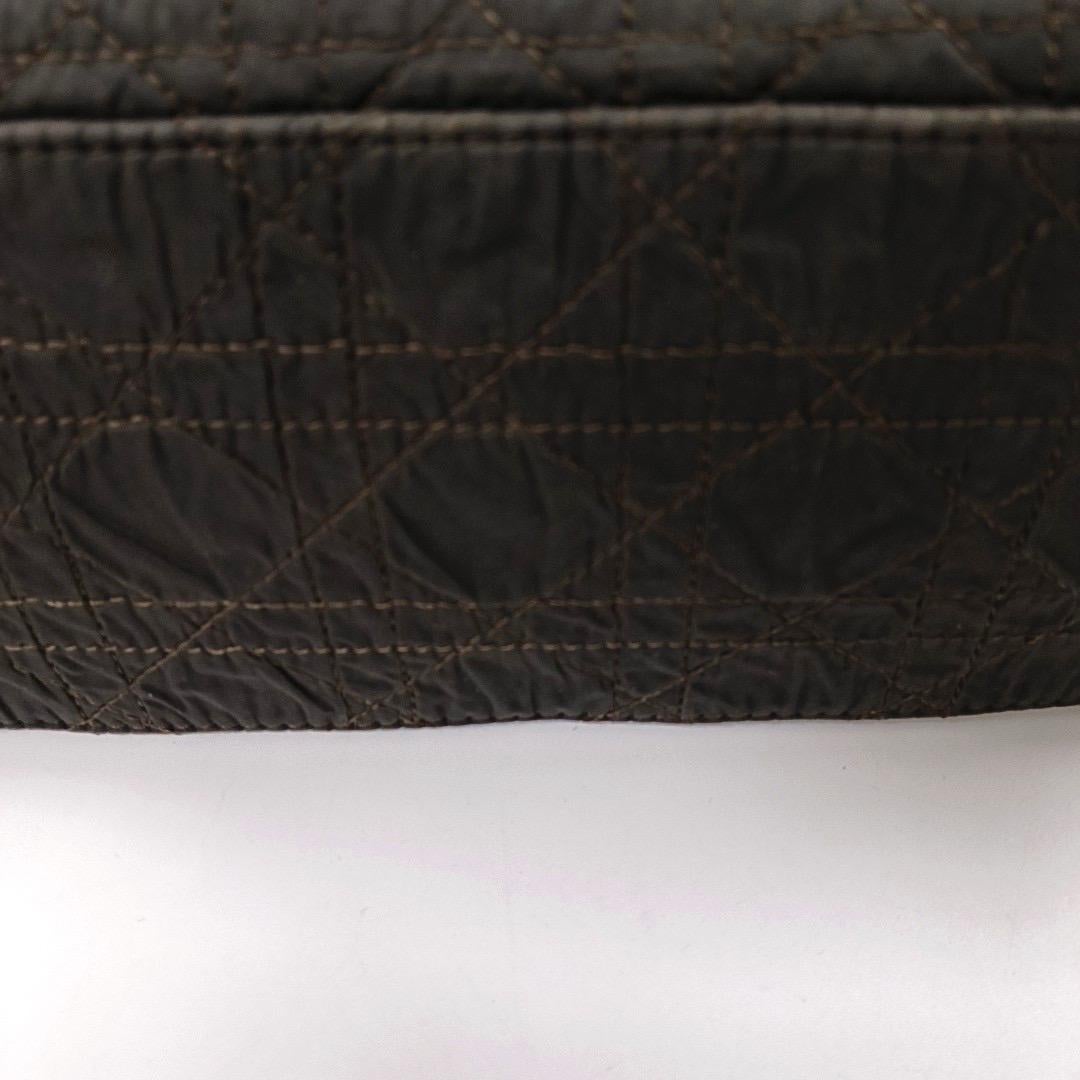 Lady Dior Vintage Medium Brown Nylon Cloth with Yellow Gold-tone Hardware For Sale 9
