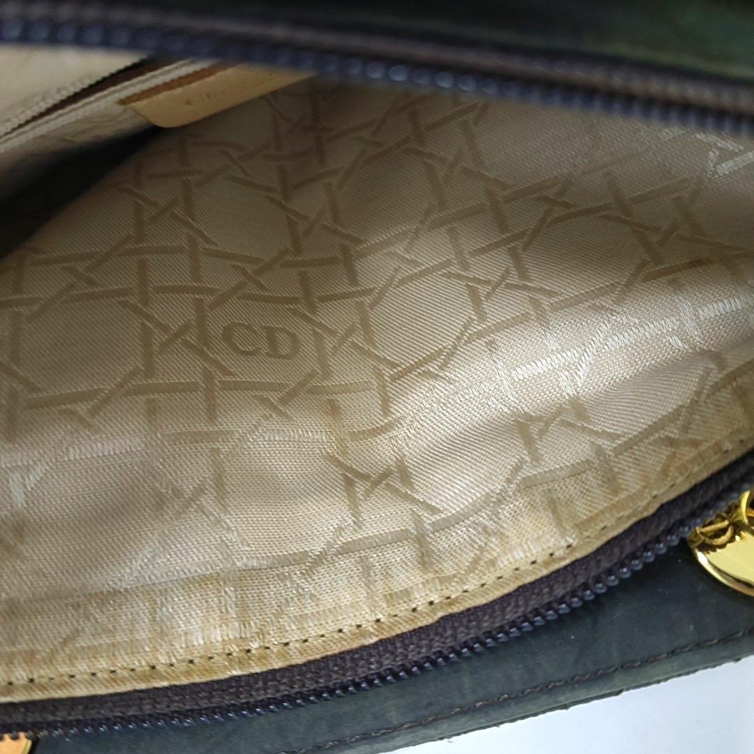 Lady Dior Vintage Medium Brown Nylon Cloth with Yellow Gold-tone Hardware For Sale 10