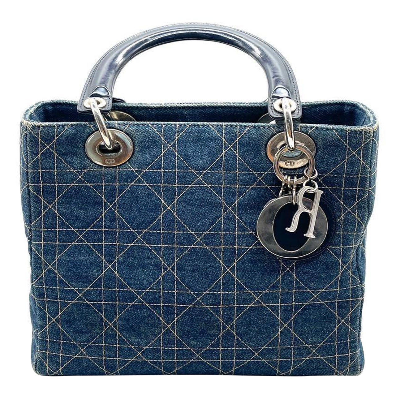 Lady Dior Vintage Jeans blu navy medio Hardware argento