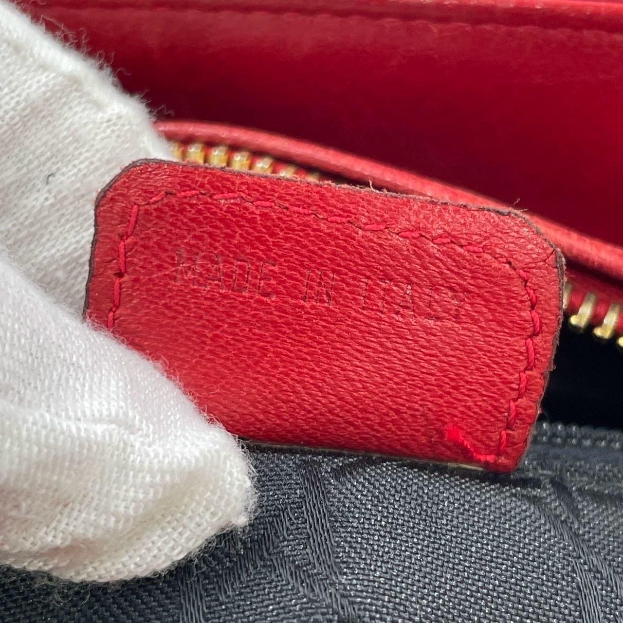 Lady Dior Vintage Medium Rouge en cuir d'agneau et or en vente 11