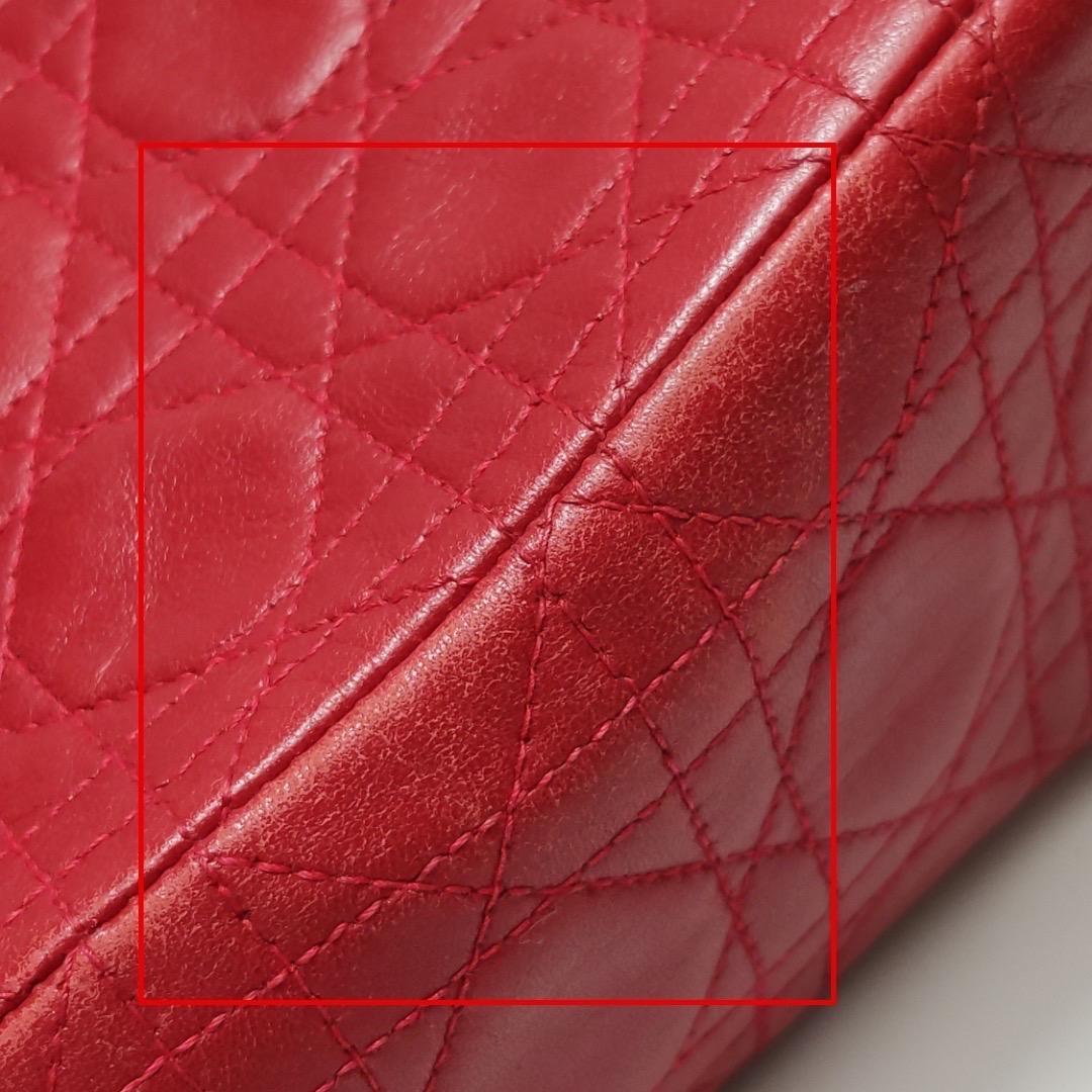 Lady Dior Vintage Medium Rouge en cuir d'agneau et or en vente 15