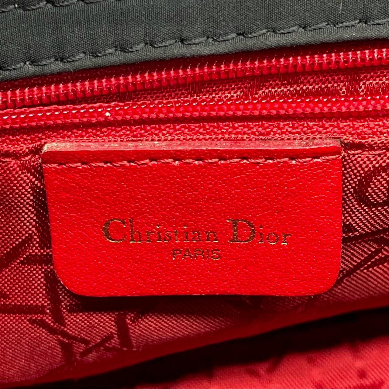 Lady Dior Vintage Schwarzer Mini-Stoff mit gelbgoldenenen Beschlägen, Vintage im Angebot 4