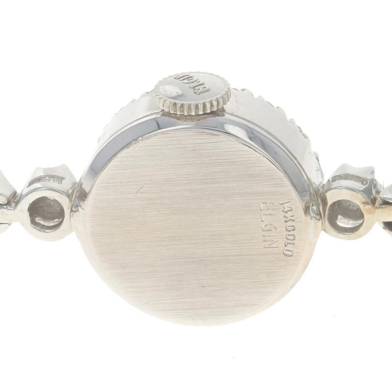 Lady Elgin Diamant Vintage Damenarmbanduhr -14k Weißgold Mechanische 1Yr Wnty 2