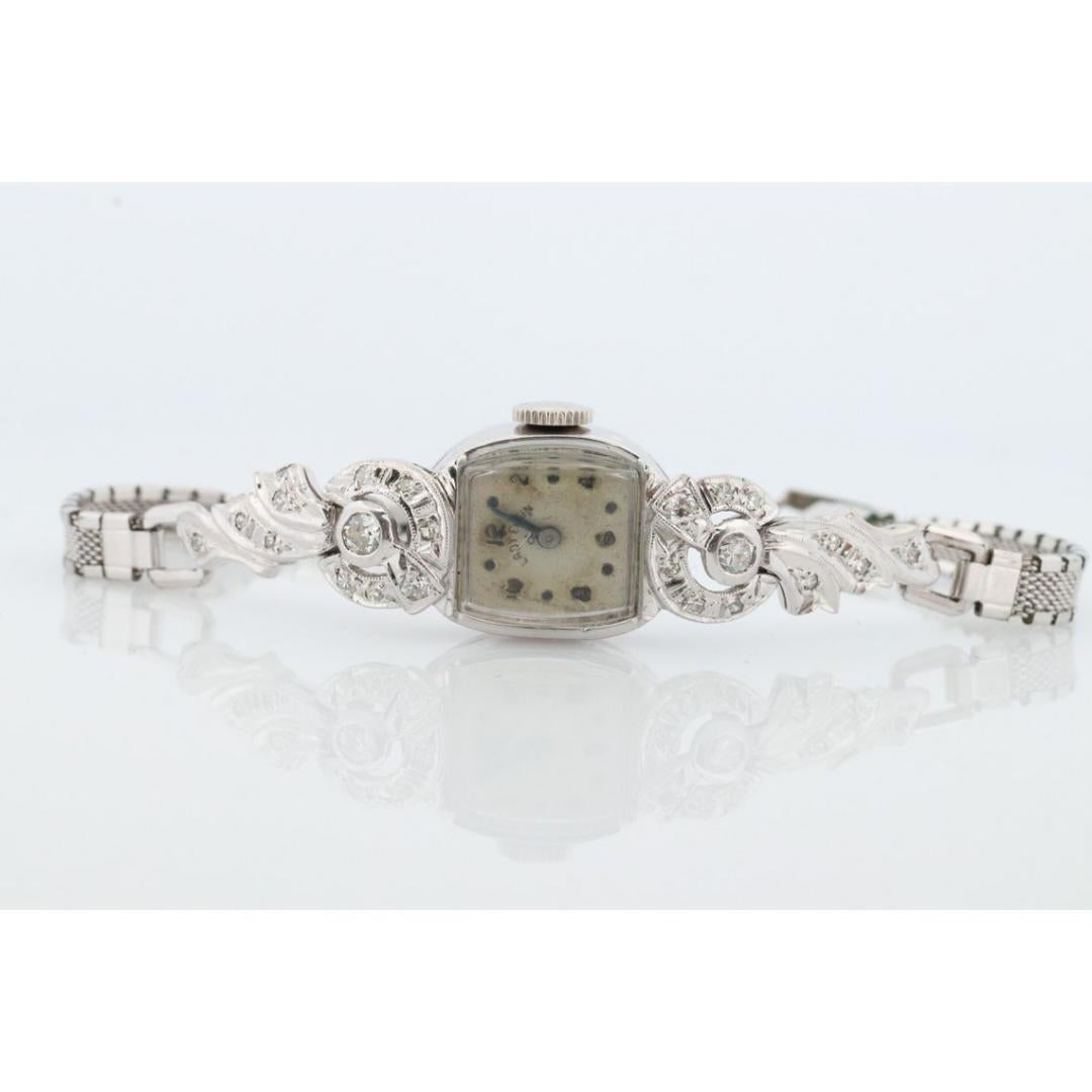 Lady Elgin Uhr. Lord Elgin Handgefertigte Damenarmbanduhr aus Platin und Diamanten. 2
