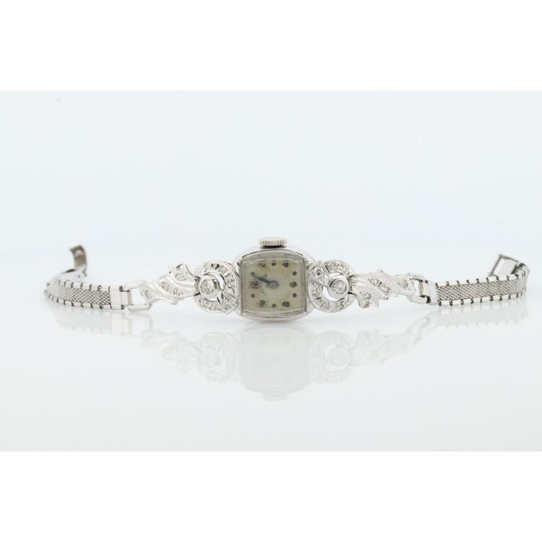 Lady Elgin Uhr. Lord Elgin Handgefertigte Damenarmbanduhr aus Platin und Diamanten. 5