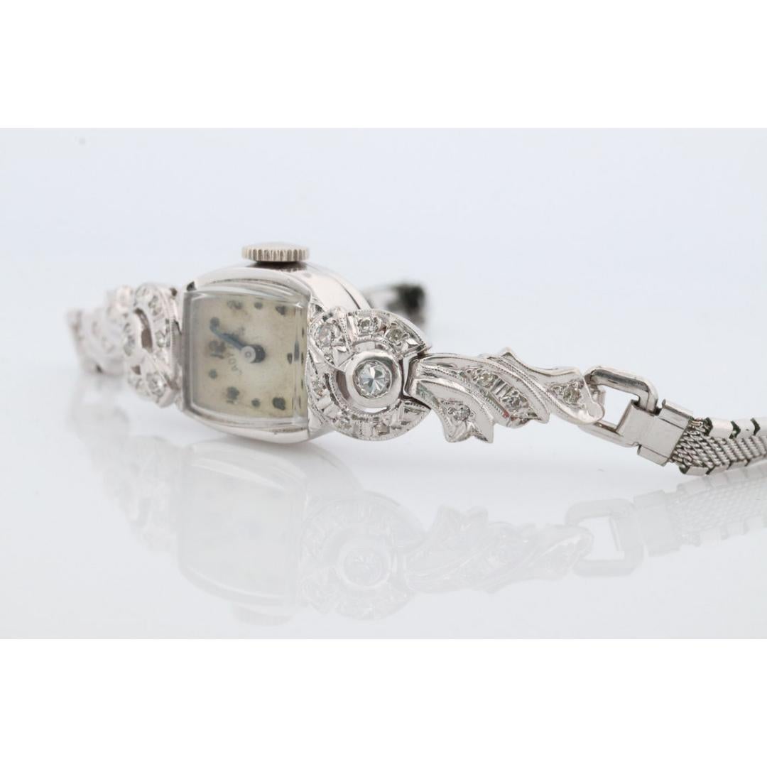 Lady Elgin Uhr. Lord Elgin Handgefertigte Damenarmbanduhr aus Platin und Diamanten. 6