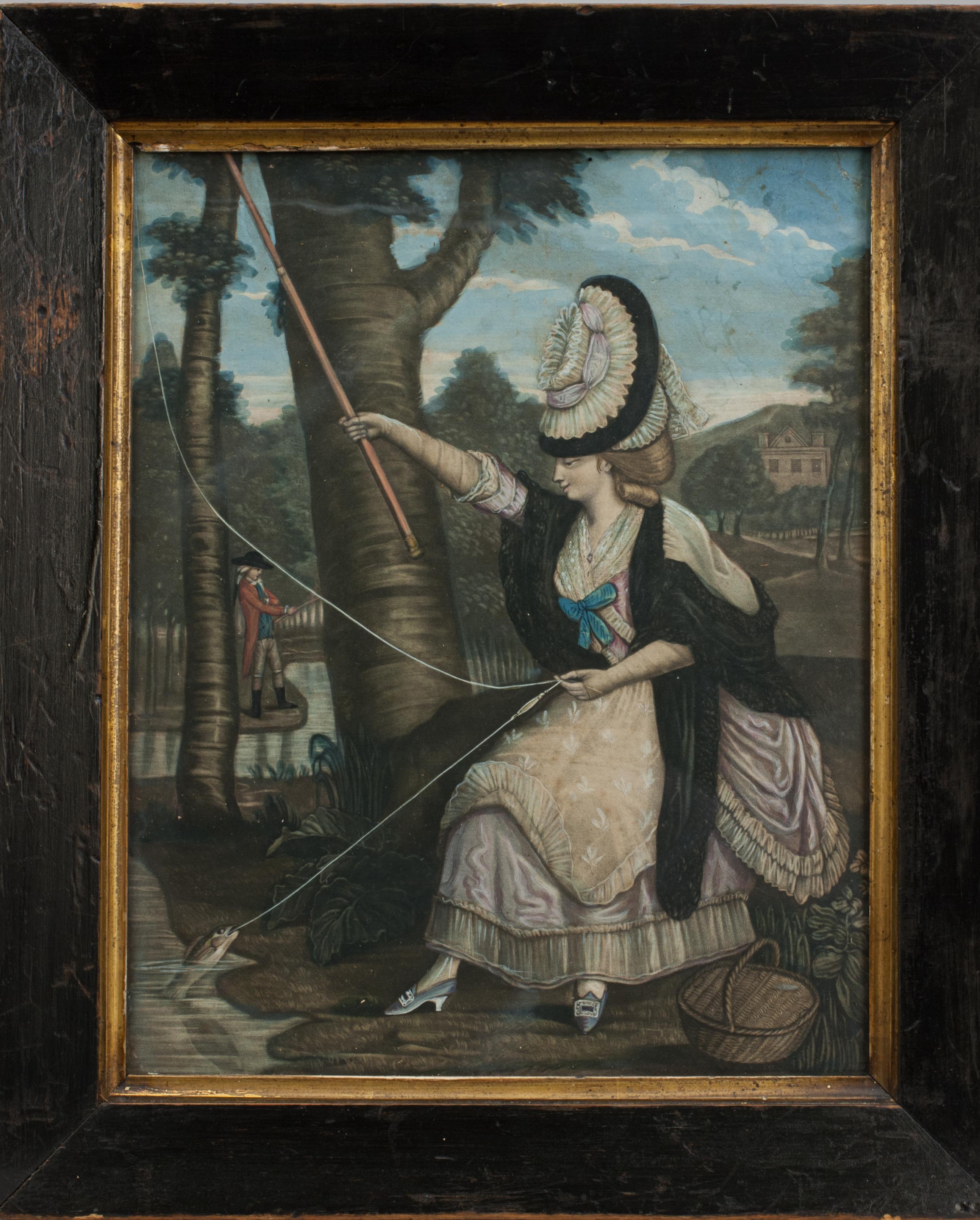 Sporting Art Peinture d'une femme pêchant à la mouche en vente