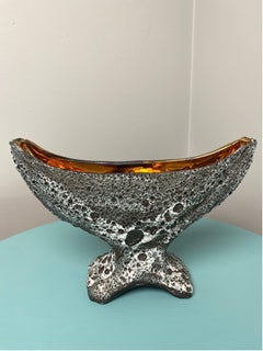 Lady Head San Marino Boat Vase Smalto Roccia Glaze Italy 1950s