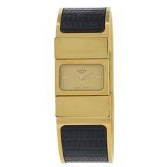 Lady Hermes Paris Loquet Gold-Plated Bracelet Leather Quartz Watch