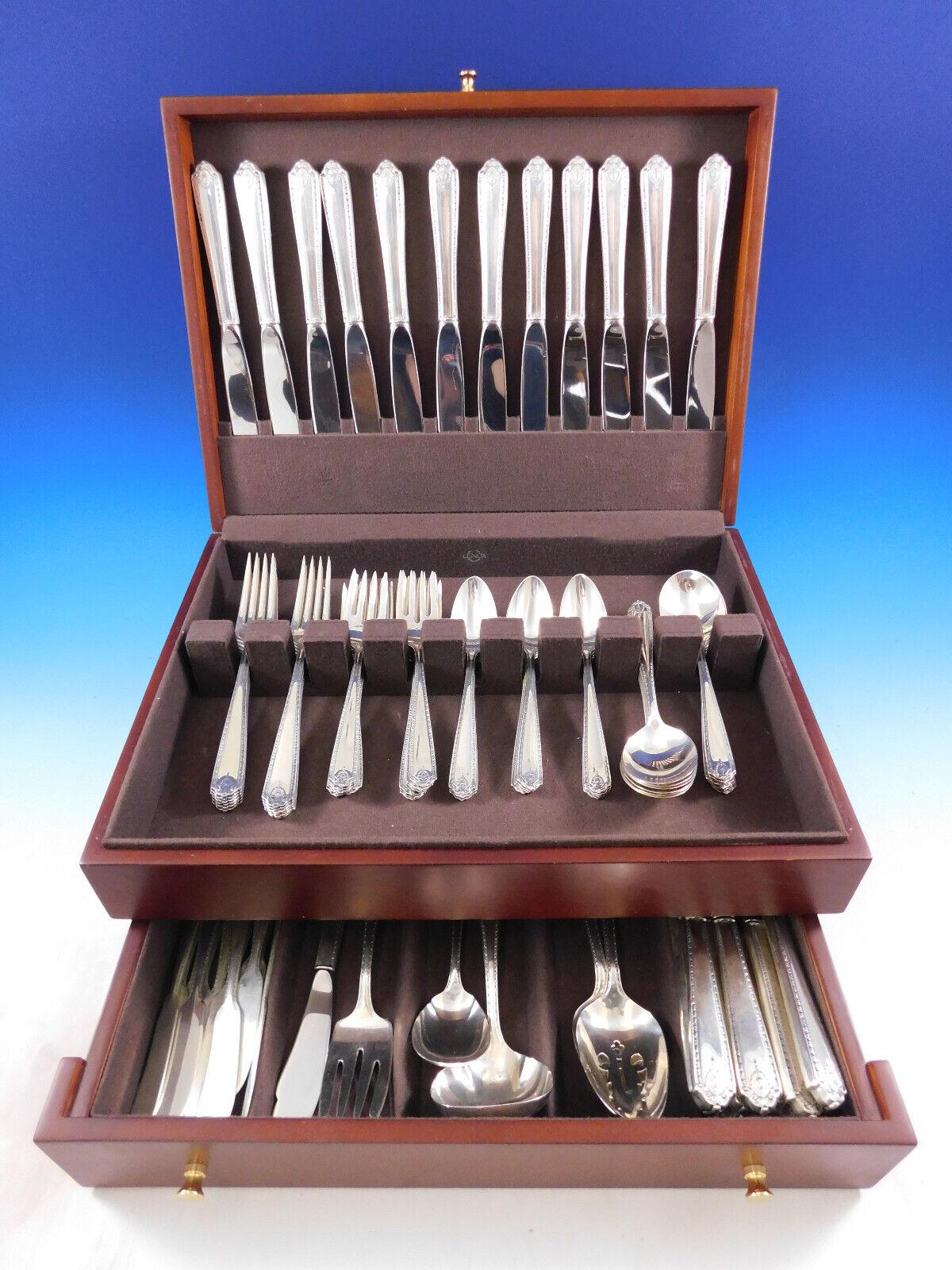 Gorgeous Lady Hilton by Westmorland sterling silver flatware set - 90 pieces. This set includes:

12 knives, modern, 9