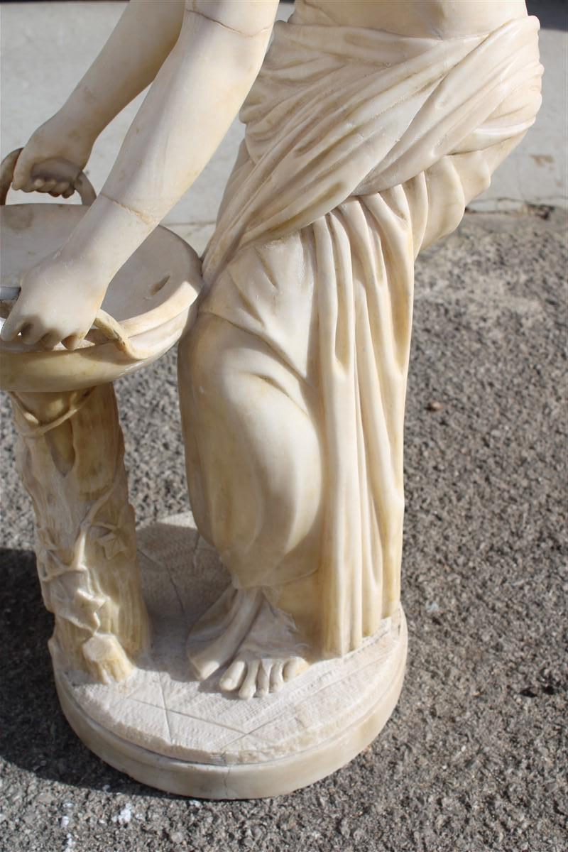 Lady in Solid Italian Art Nouveau Marble with Column and Fountain 1910 For Sale 3