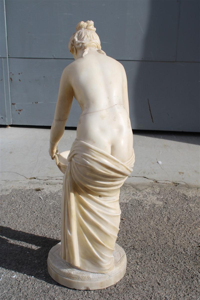Lady in Solid Italian Art Nouveau Marble with Column and Fountain 1910 For Sale 7
