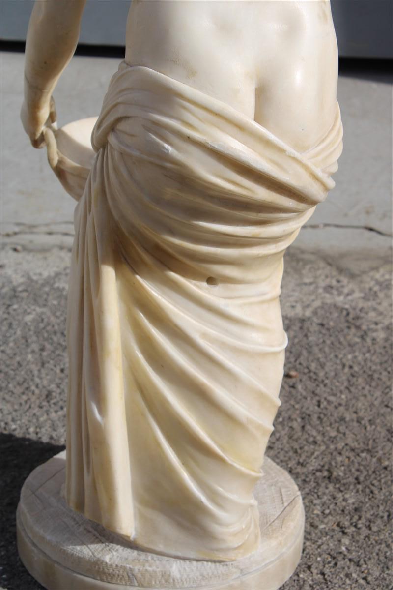Lady in Solid Italian Art Nouveau Marble with Column and Fountain 1910 For Sale 8