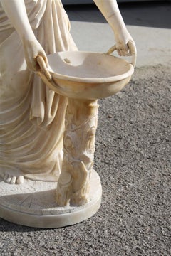 Lady in Solid Italian Art Nouveau Marble with Column and Fountain 1910