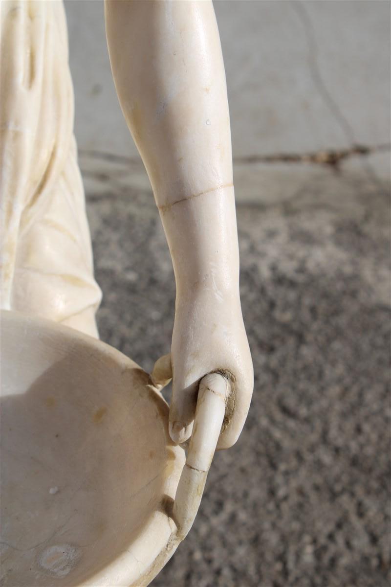 Lady in Solid Italian Art Nouveau Marble with Column and Fountain 1910 In Good Condition For Sale In Palermo, Sicily