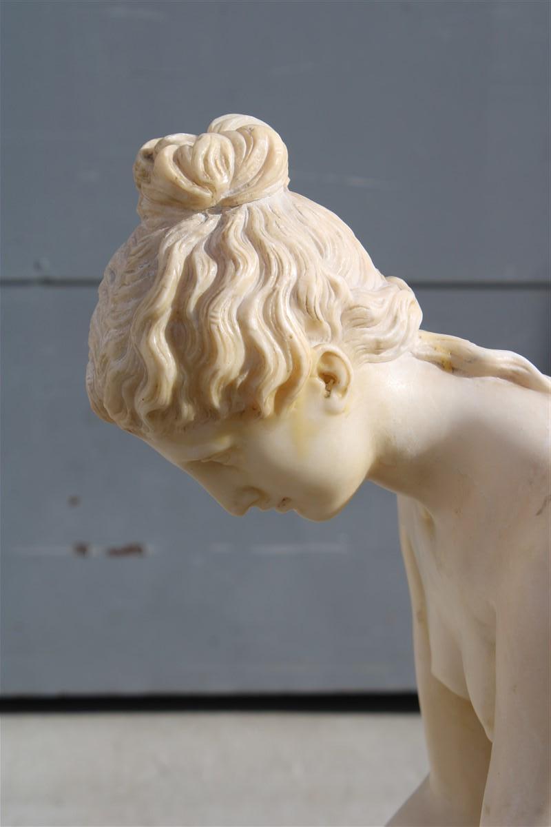 Lady in Solid Italian Art Nouveau Marble with Column and Fountain 1910 For Sale 2