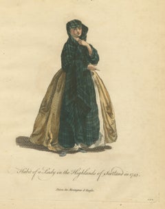 Lady in the Highlands of Scotland in 1745, Tartan Plaid, Jefferys Plate, 1757