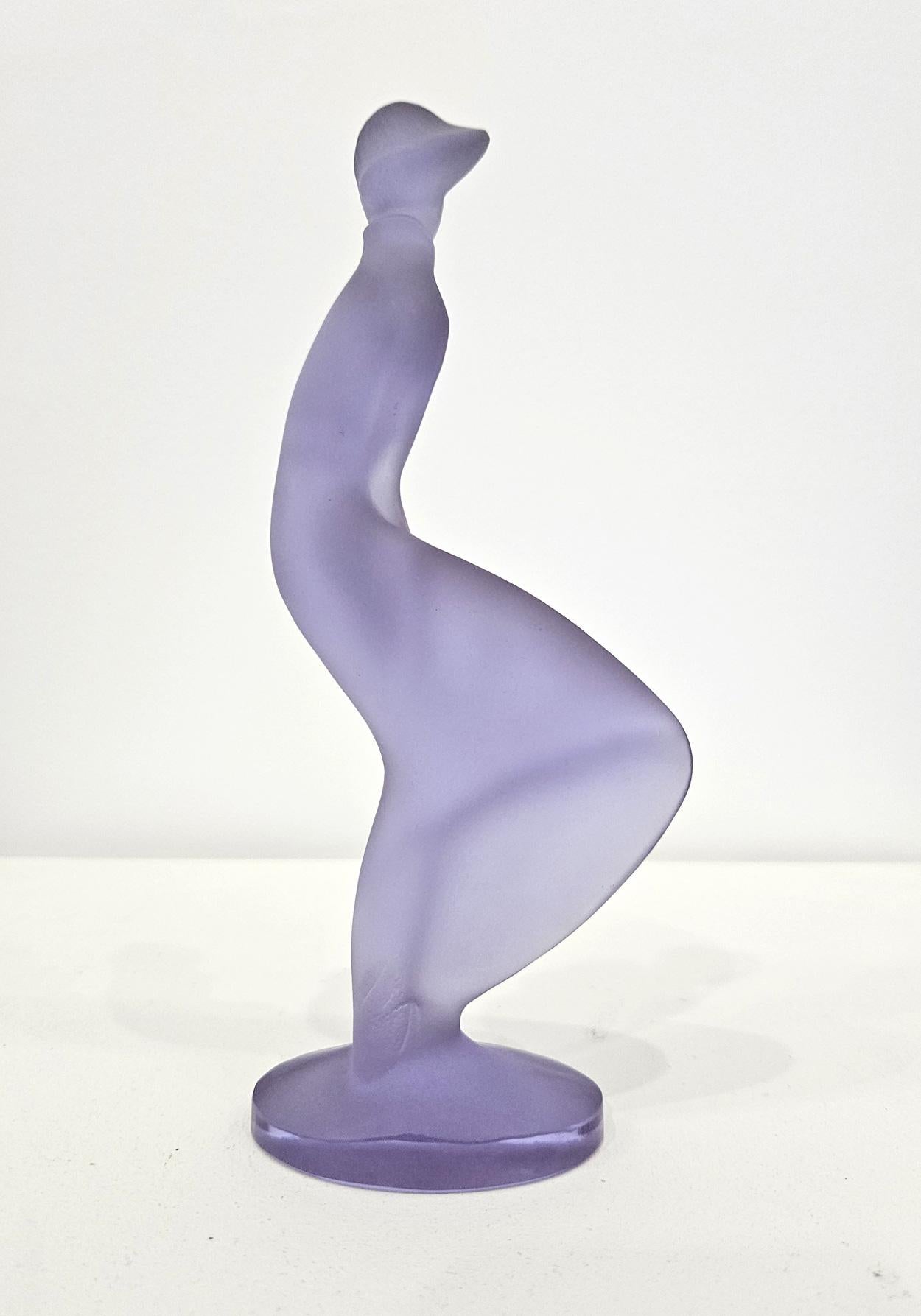 Czech ‘Lady In The Wind’ Art Deco Bohemian Glass Sculpture by Curt Schlevogt, c. 1937