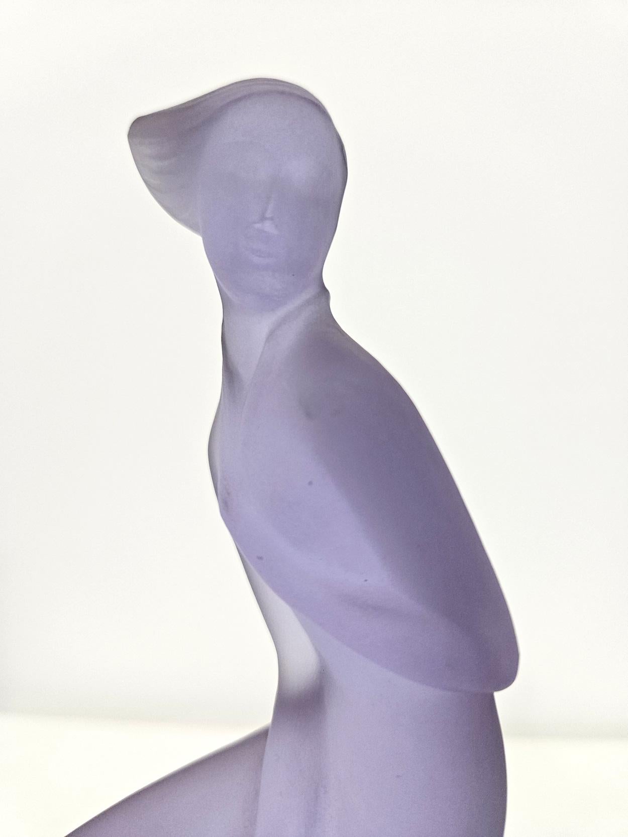 ‘Lady In The Wind’ Art Deco Bohemian Glass Sculpture by Curt Schlevogt, c. 1937 In Excellent Condition In London, GB