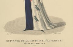 Lady-in-Waiting to the Dauphine of Auvergne, 1370 – Hand-Colored Print, 1900