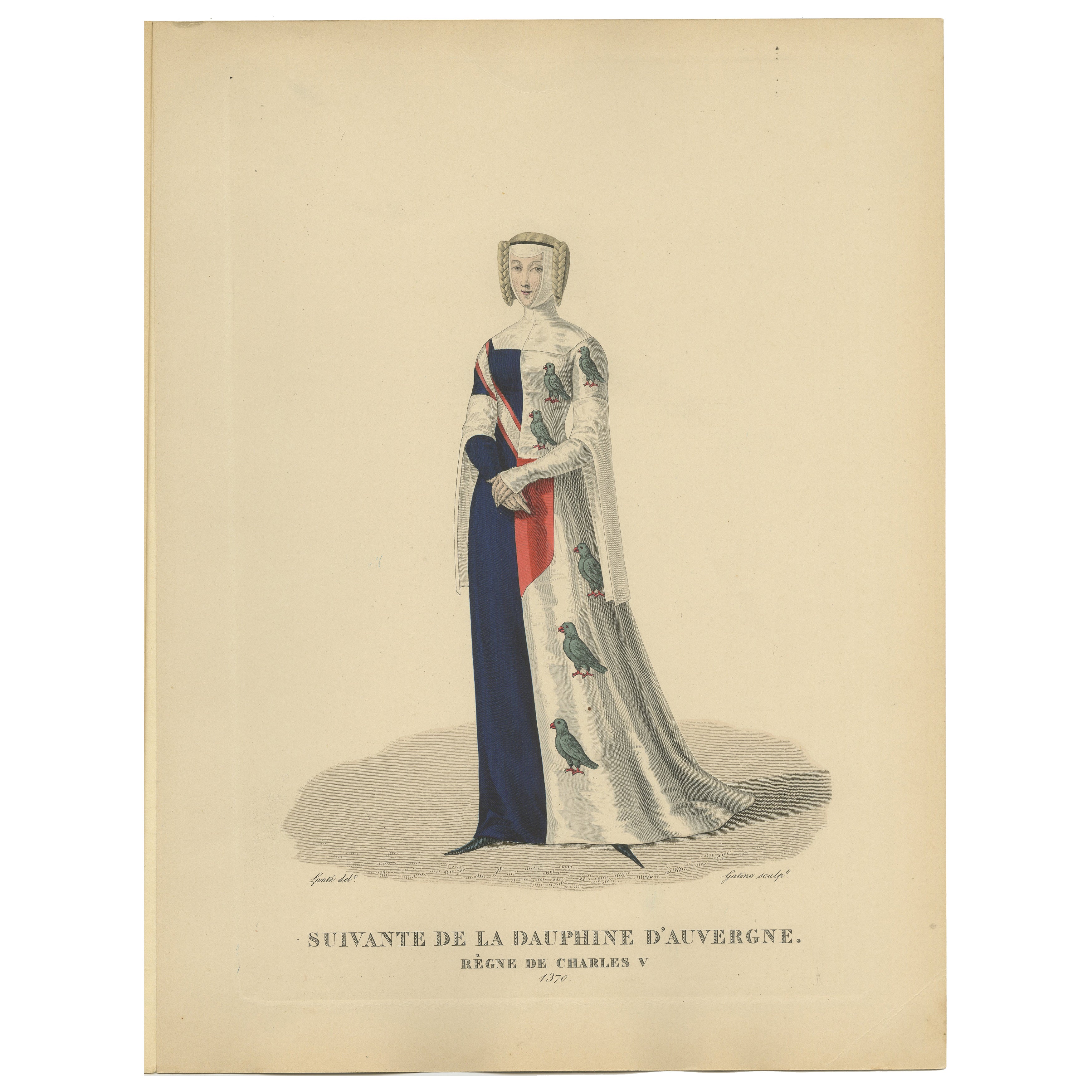 Kellnerin der Dauphine von Auvergne, 1370 - Handkolorierter Druck, 1900