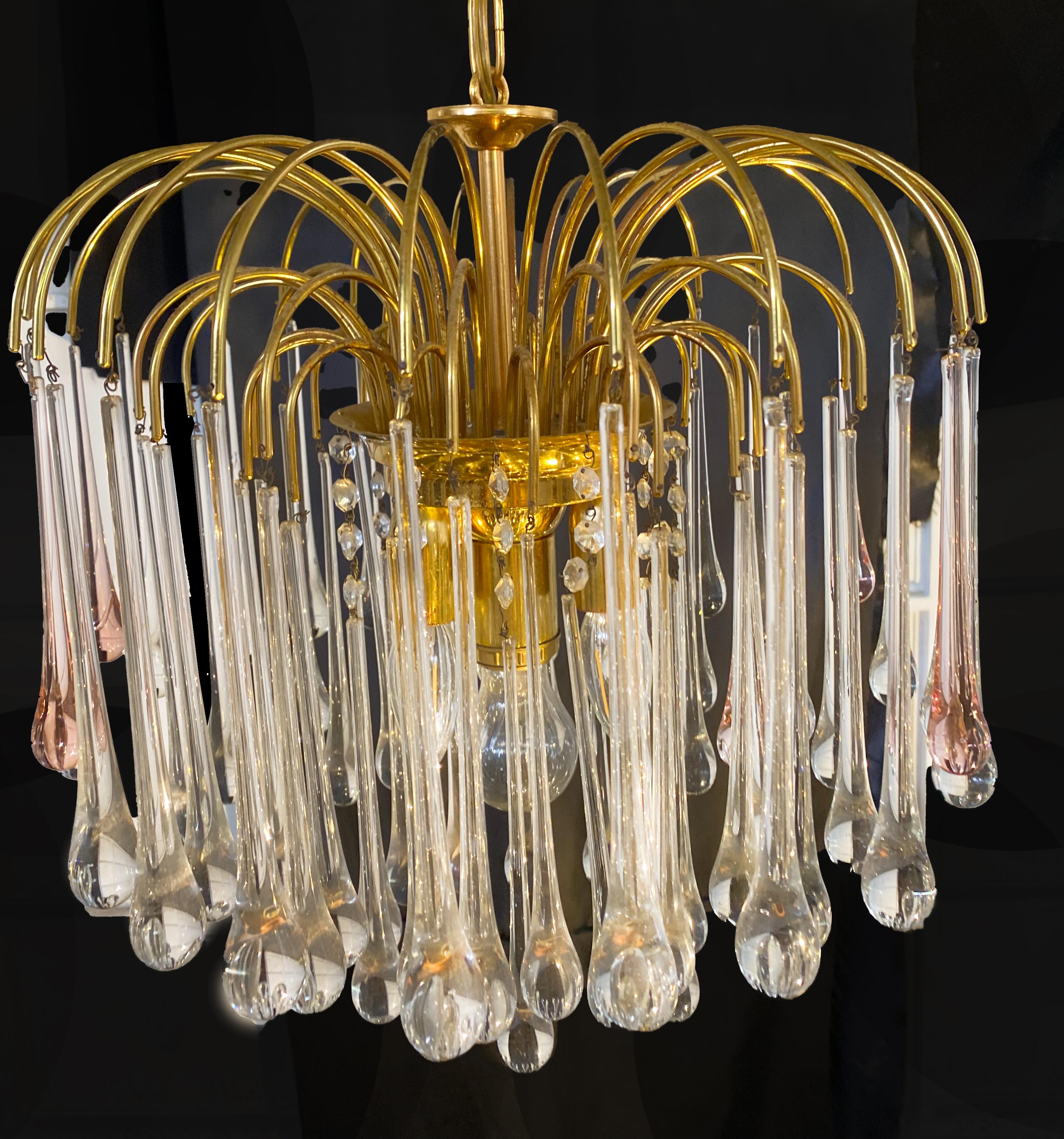 Lady Isabelle Murano Chandelier, 68 Precious White and Pink Drops, 1980s 5