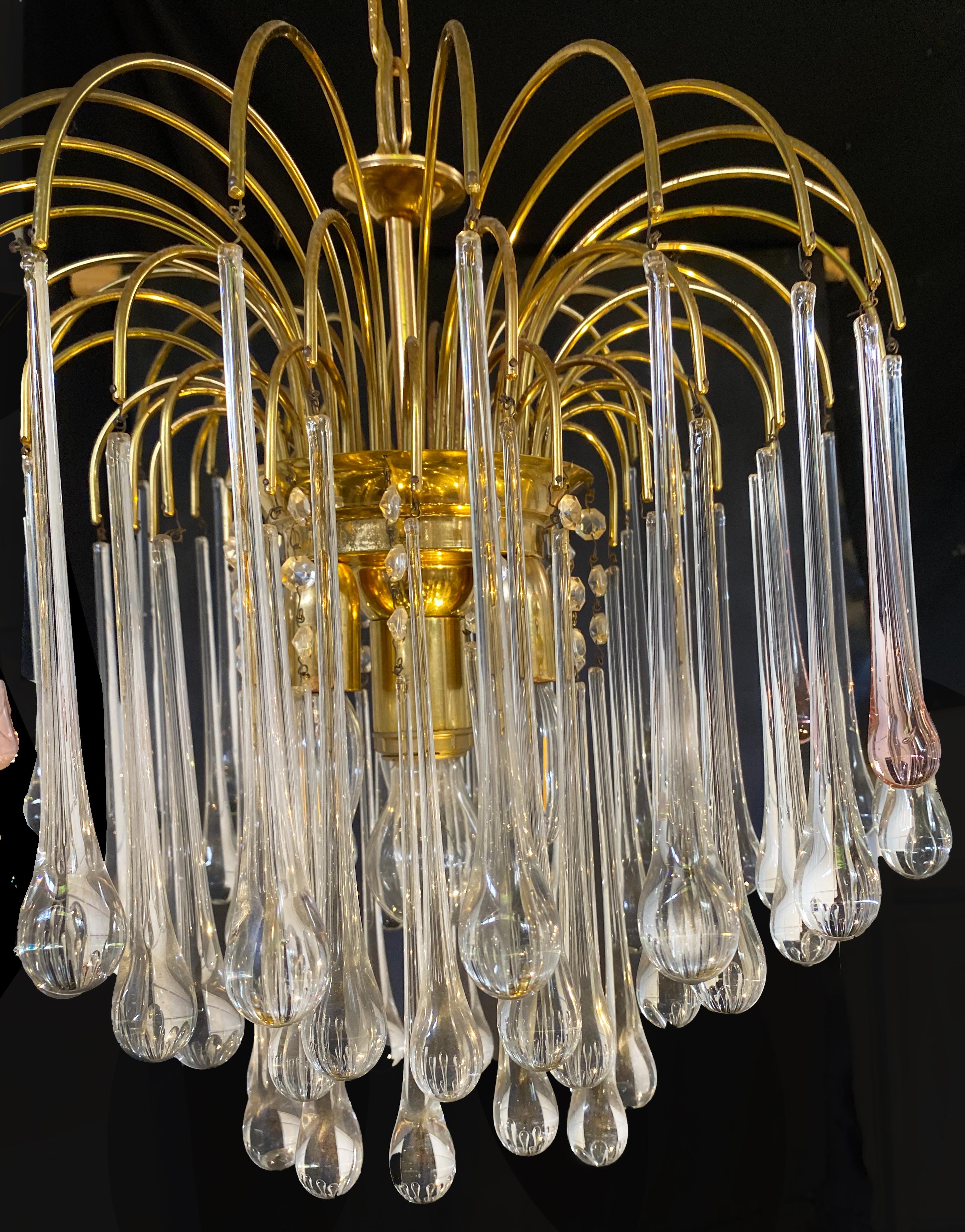 Lady Isabelle Murano Chandelier, 68 Precious White and Pink Drops, 1980s In Good Condition In Budapest, HU