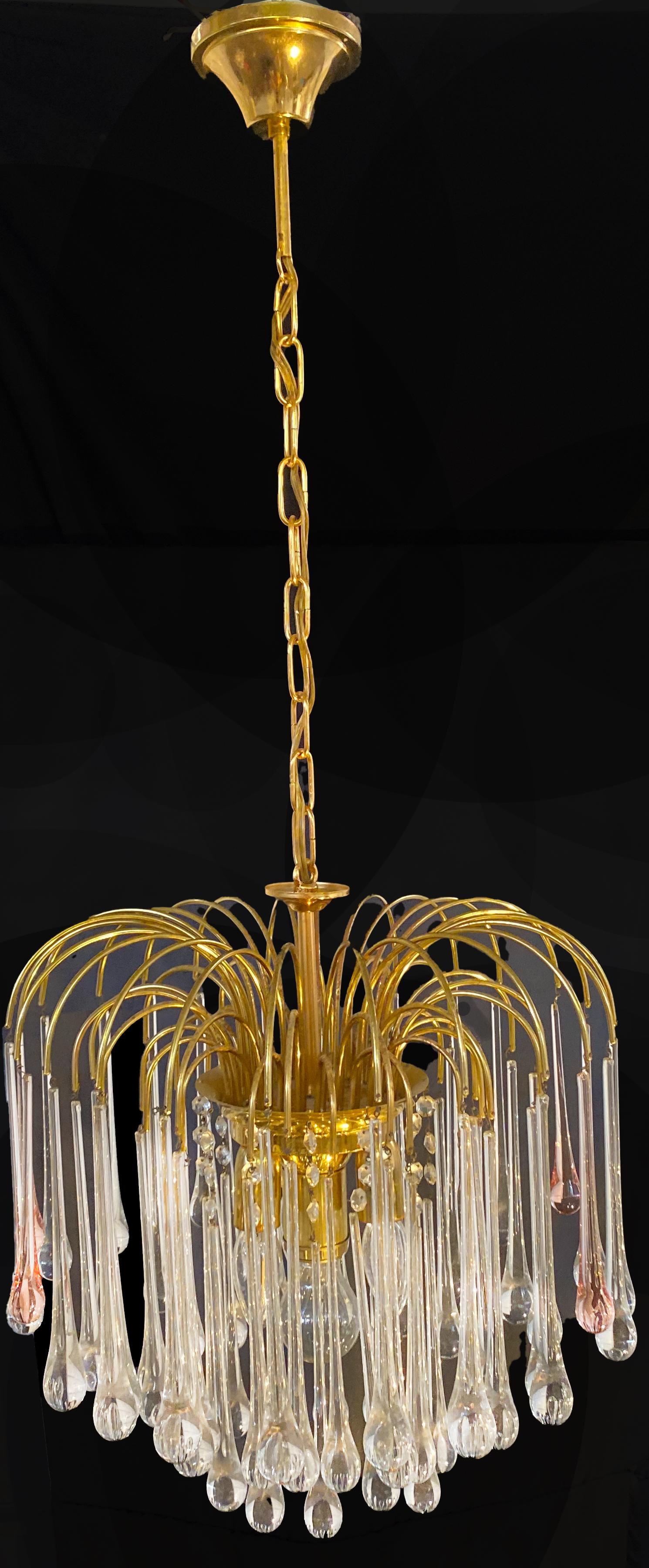 Art Glass Lady Isabelle Murano Chandelier, 68 Precious White and Pink Drops, 1980s