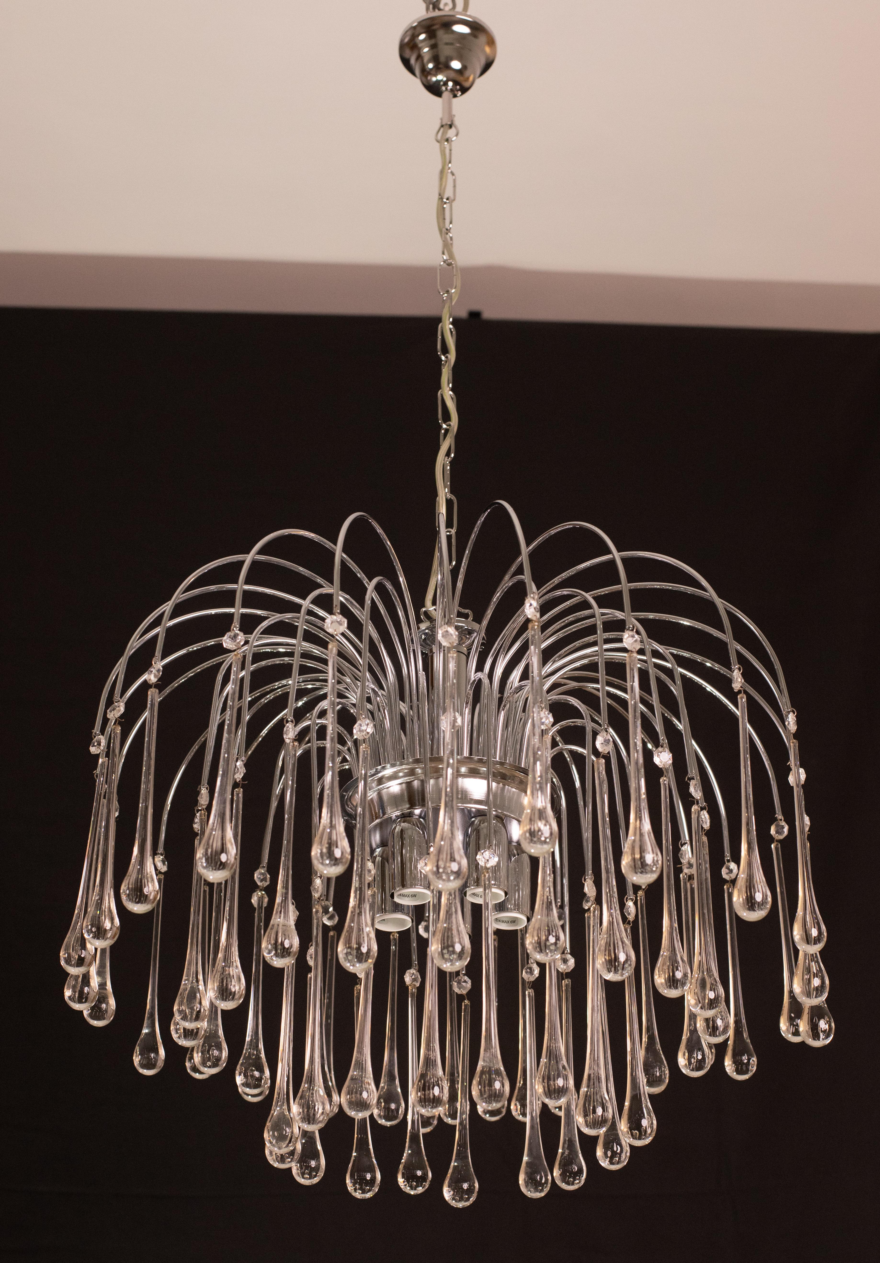 Lady Isabelle Murano Chandelier White Drops, 1980s For Sale 7