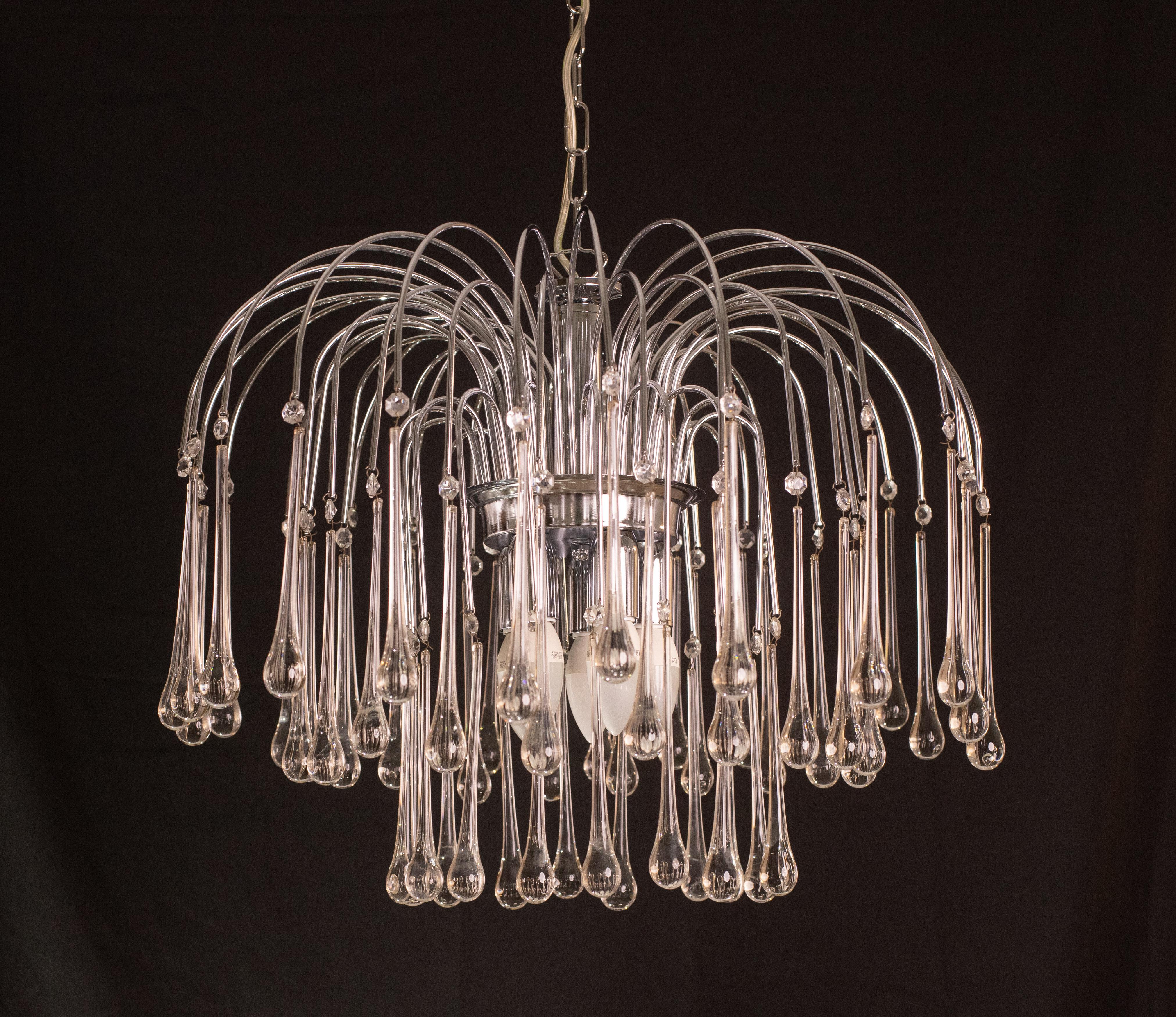 Lady Isabelle Murano Chandelier White Drops, 1980s For Sale 3
