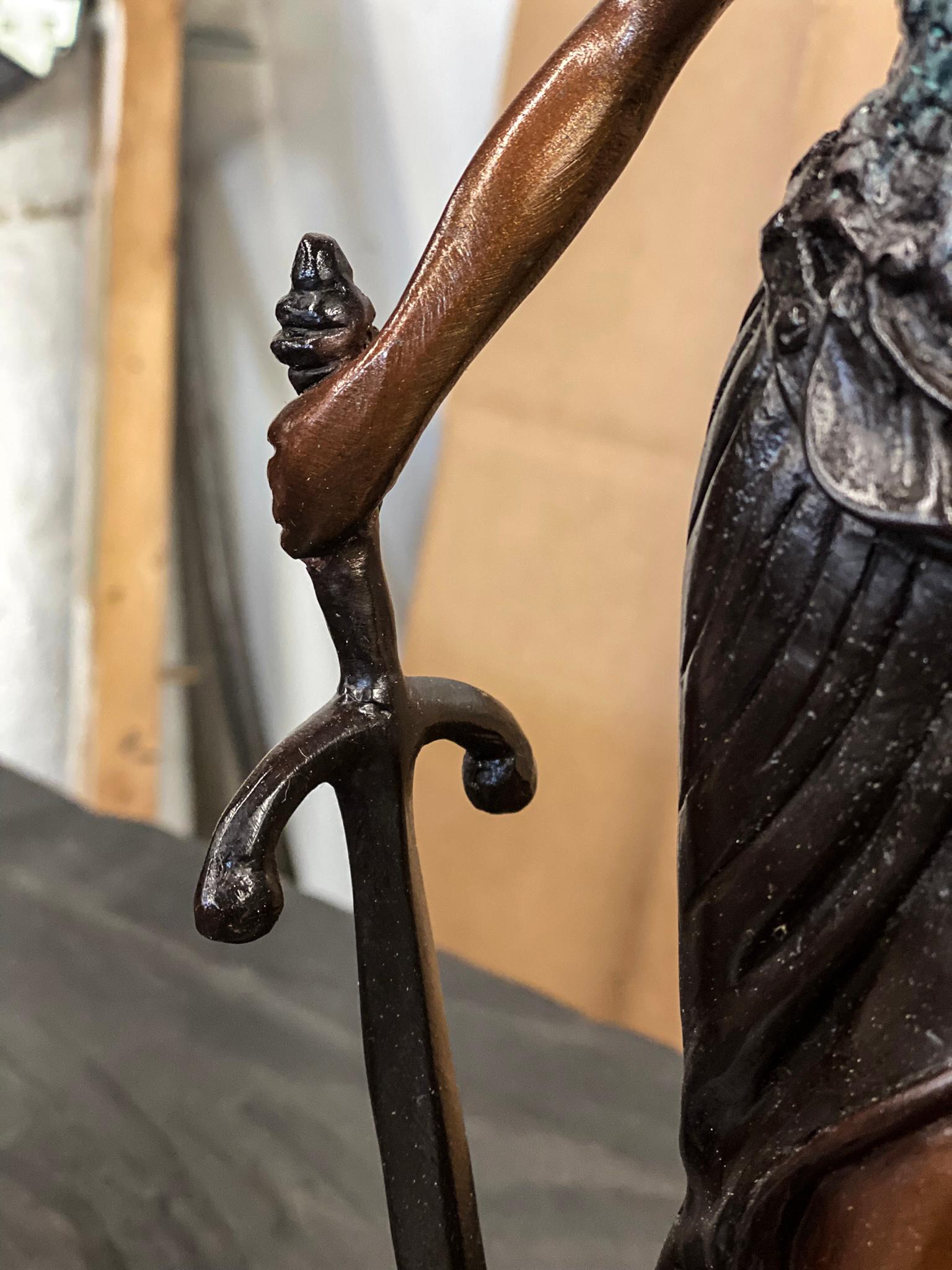 Contemporary Bronze Tabletop Statue of Lady Justice For Sale