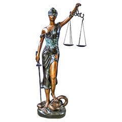 Bronze Tabletop Statue of Lady Justice
