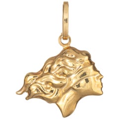 Lady Justice Blindfolded Charm Vintage 18k Yellow Gold Legal Jewelry Goddess