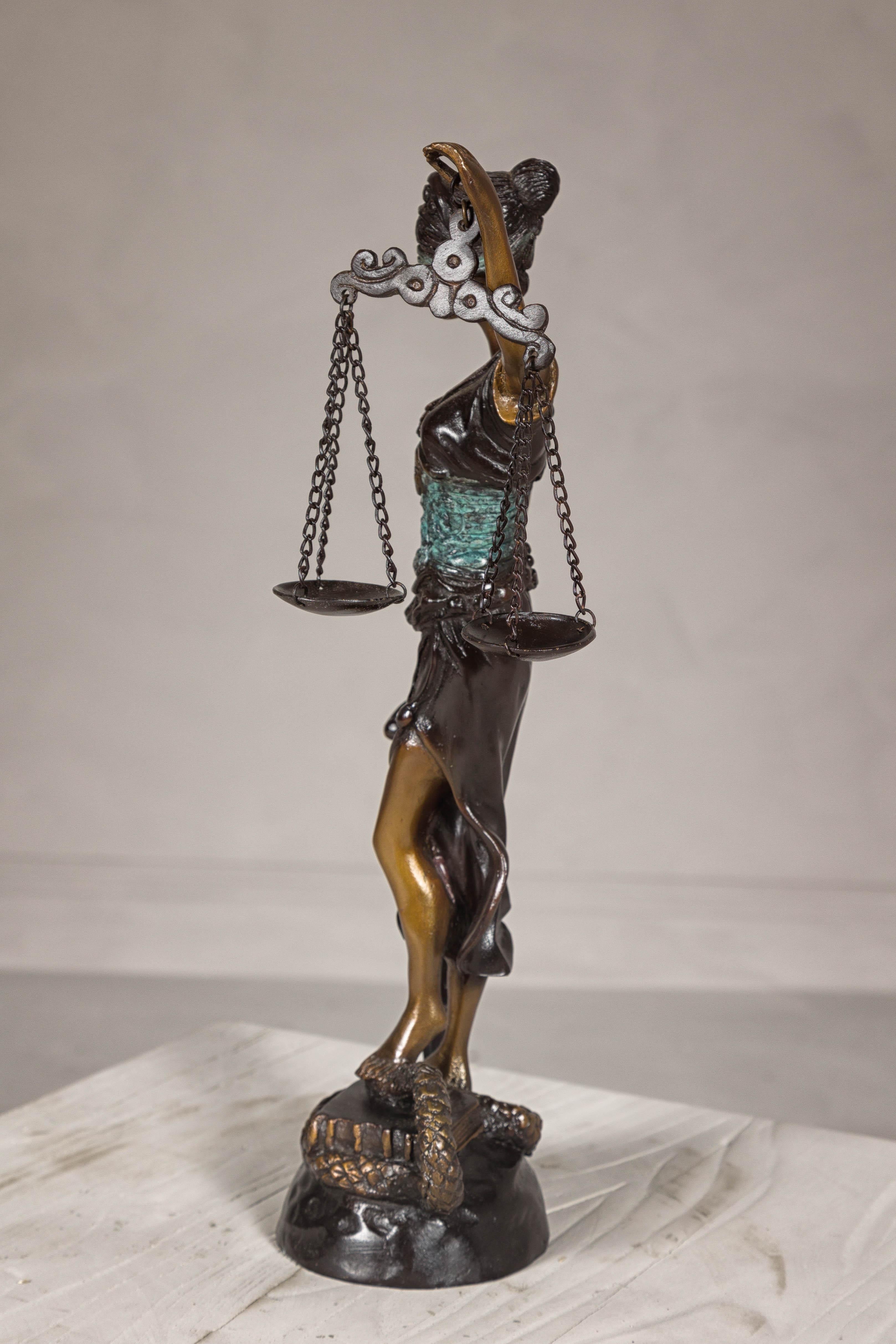 Bronze Lady Justice Tabletop Statuette For Sale 11
