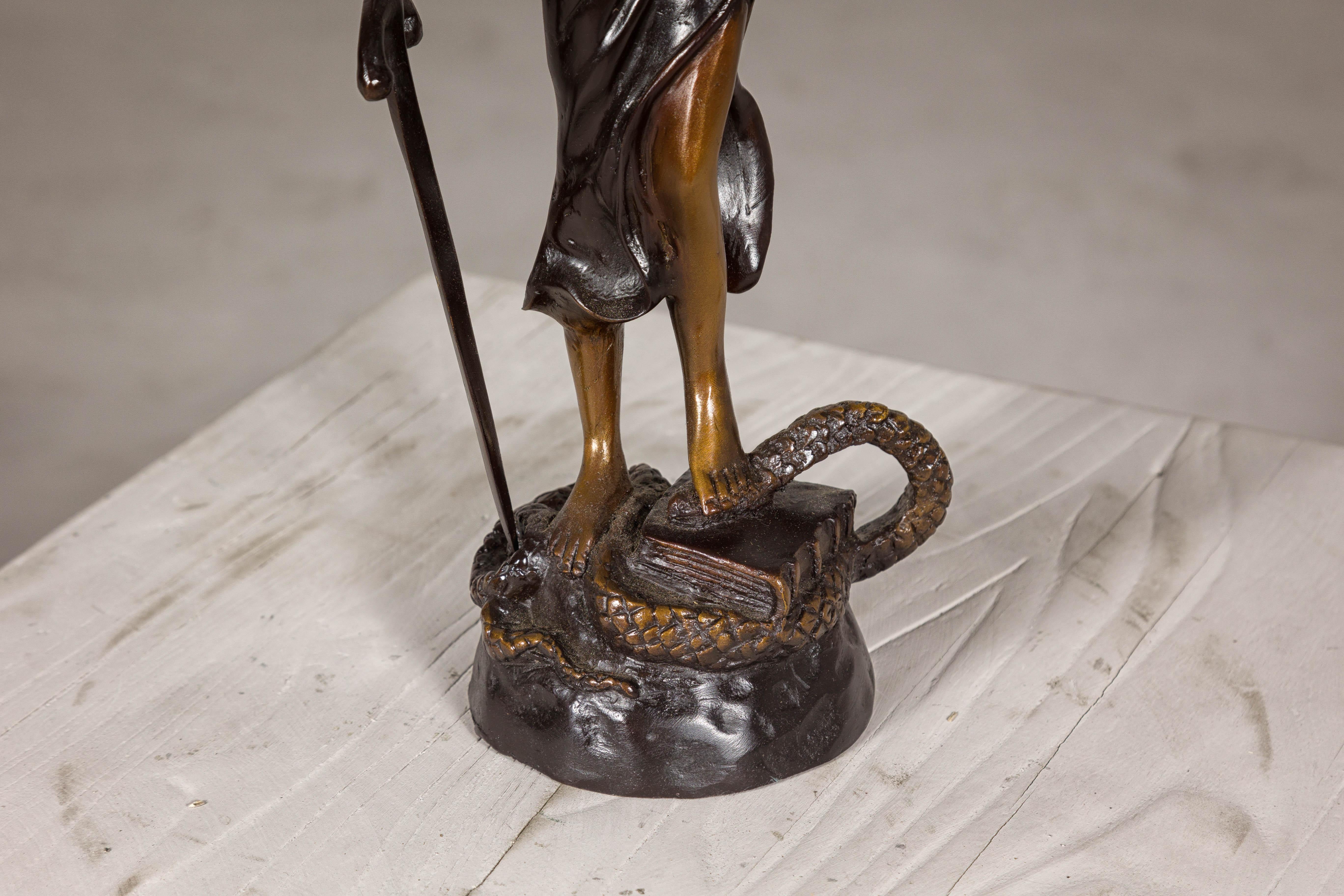 Contemporary Bronze Lady Justice Tabletop Statuette For Sale
