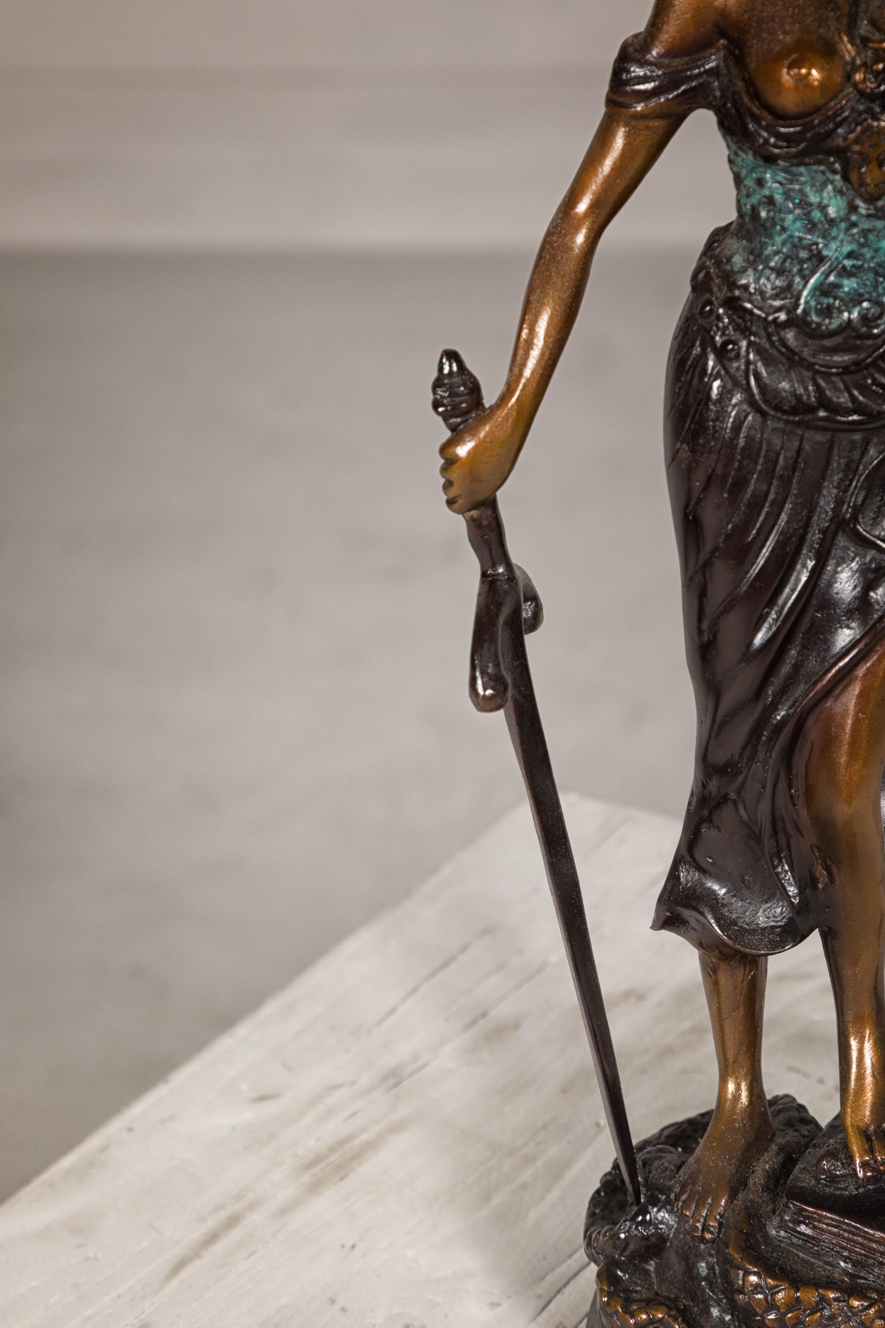 Bronze Lady Justice Tabletop Statuette For Sale 1
