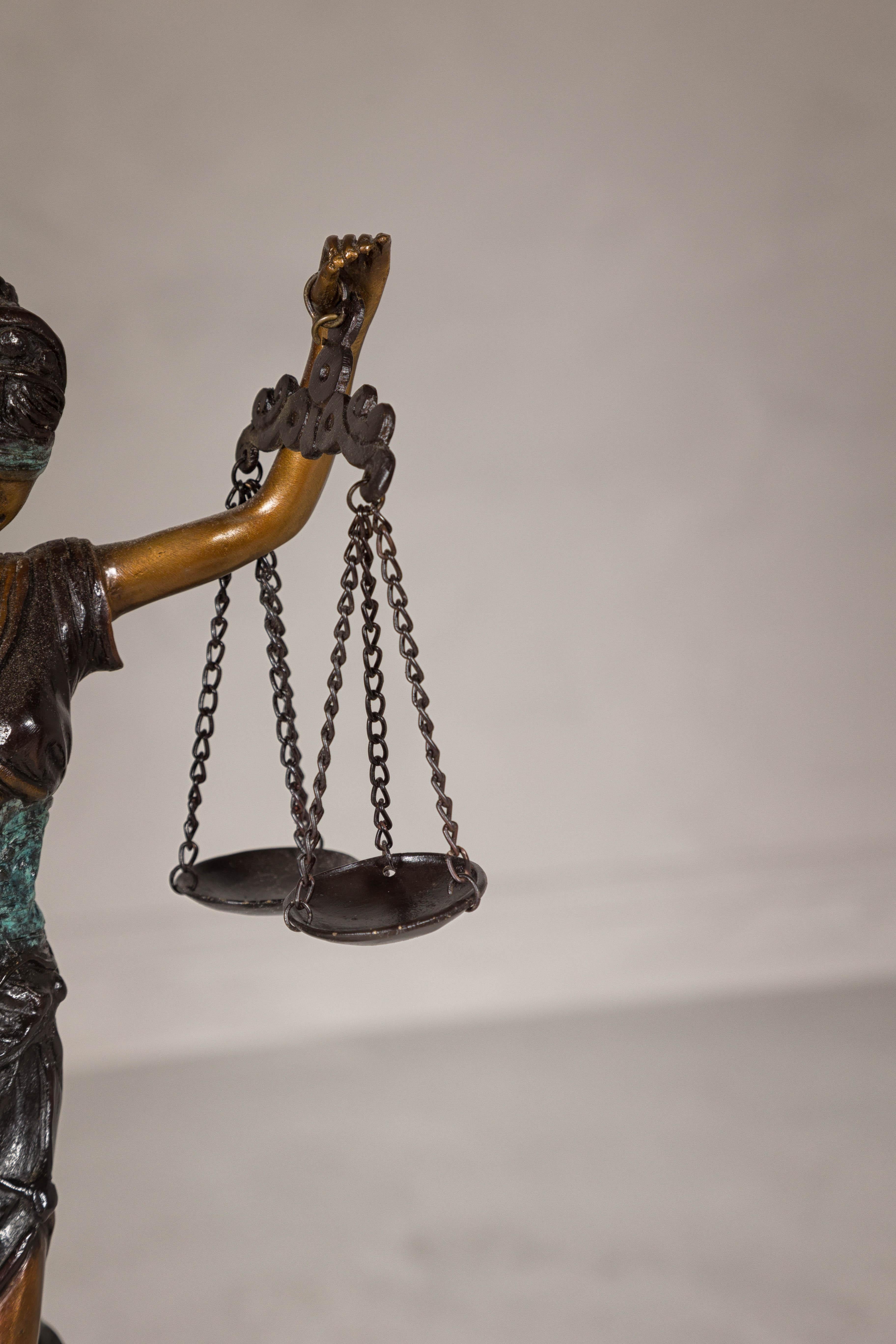 Bronze Lady Justice Tabletop Statuette For Sale 2